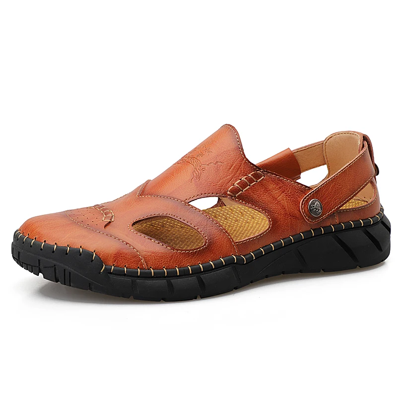 

2021 New Summer Soft Leather Men Sandals Lightweight Men's Shoes Outdoor Comfortable Beach Sandals Fashion Casual Shoes Sneakers