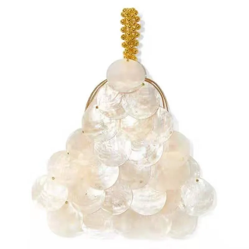 Новинка 2020 сетчатая красная сумка с чипом из натурального ракушки клатч бисером