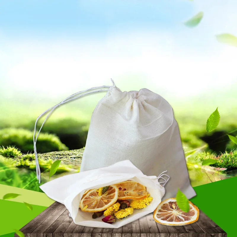 Сумка-мешок из хлопчатобумажной пряжи 13x18 см теплый белый повторное