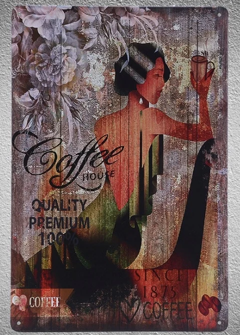 

Cafe Wall Menu Decoration Cappuccino Coffee Customizable Bar Bistro Corridor Tinplate Signboard Decoration Ornaments 8x12 Inches