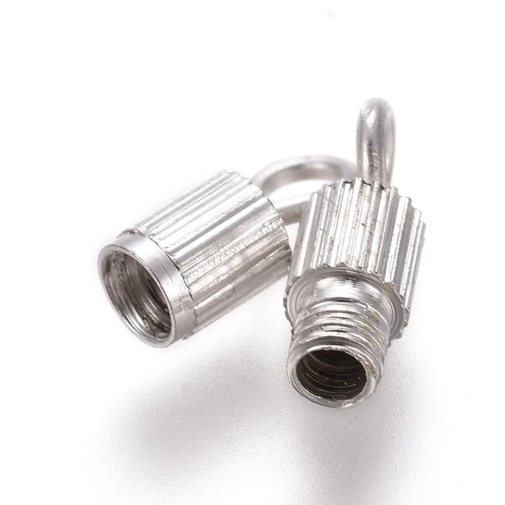 

20 pc Brass Screw Clasps Tube Silver Color Plated 14mm Hole: 1.8mm Clasp: 7x3mm