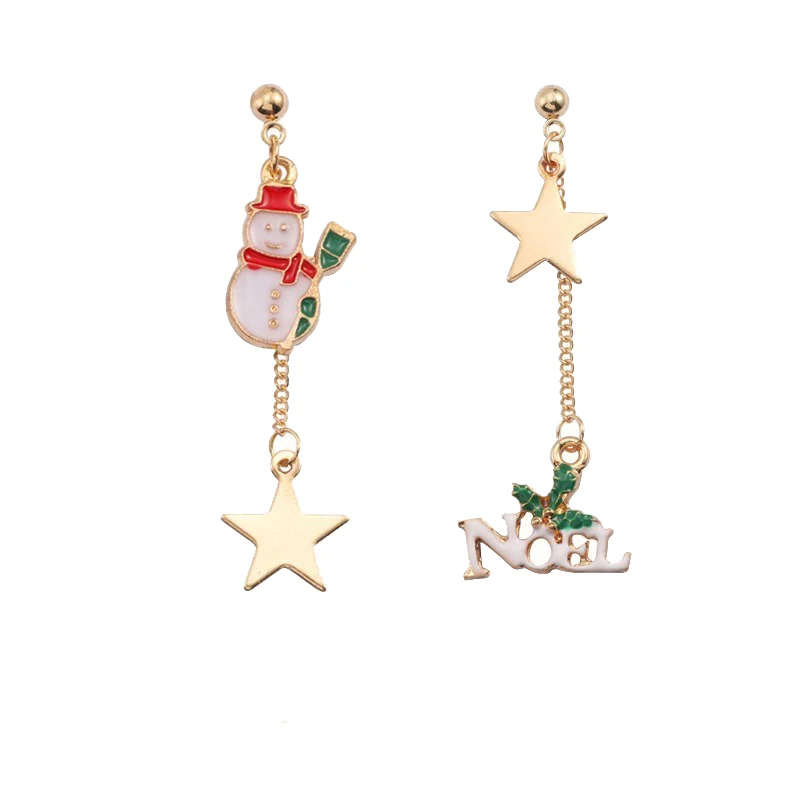 Модные длинные серьги с рождественской елкой и звездой для женщин в
