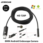 USB-эндоскоп JCWHCAM, 2 МП, 6 светодиодный, объектив 8 мм, 1 м, 5 м, для Android, водонепроницаемый, IP67, Бороскоп, трубчатая камера, OTG, телефон на Android, 720P