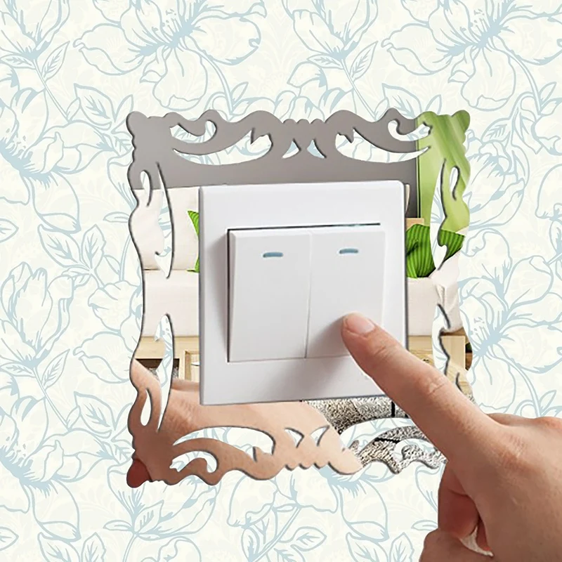 4 PCS New Mirror Switch Sticker Wall Decorated with Adhesive Home Decoration | Дом и сад