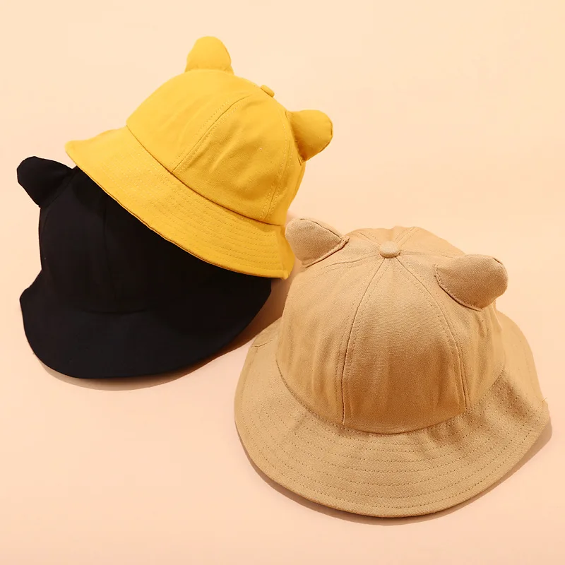 

2021 cotton Cartoon Cat ear bucket hat Fisherman hat Sun cap hats for women