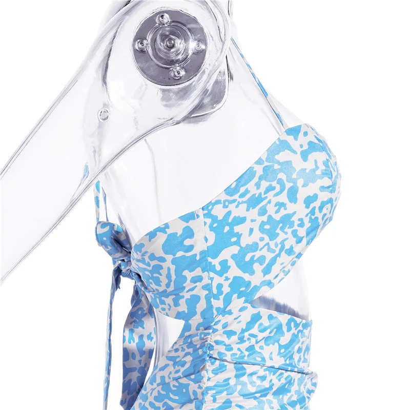 

Women's New Leopard Print Ruffle Skirt Blue