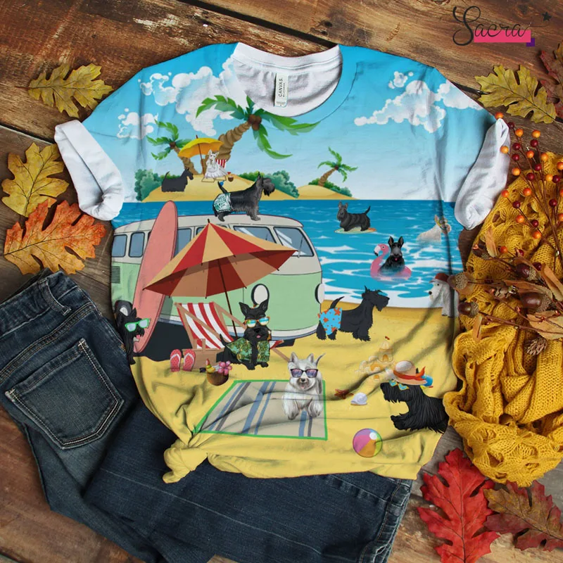 

2021 New Arrival Men T Shirt 3D Digital Full Printing Fashion Hawaii Beach Dog Short Sleeve Harajuku Men Tees