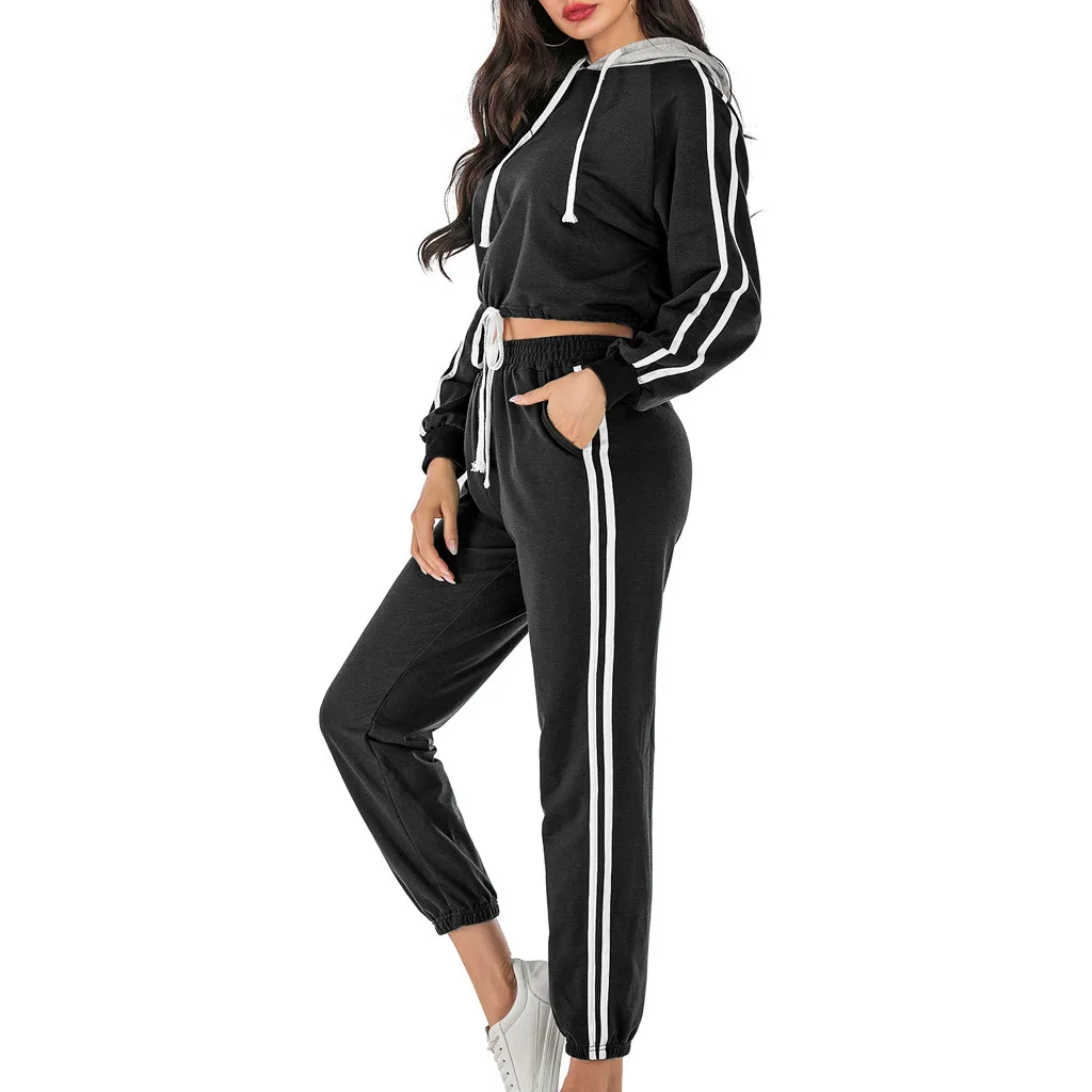 Женский однотонный спортивный костюм женский комплект из топа и брюк 2 предметов