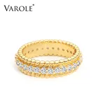 Женское кольцо с бусинами и фианитом VAROLE, обручальные женские кольца на палец золотого цвета в минималистичном стиле, бижутерия