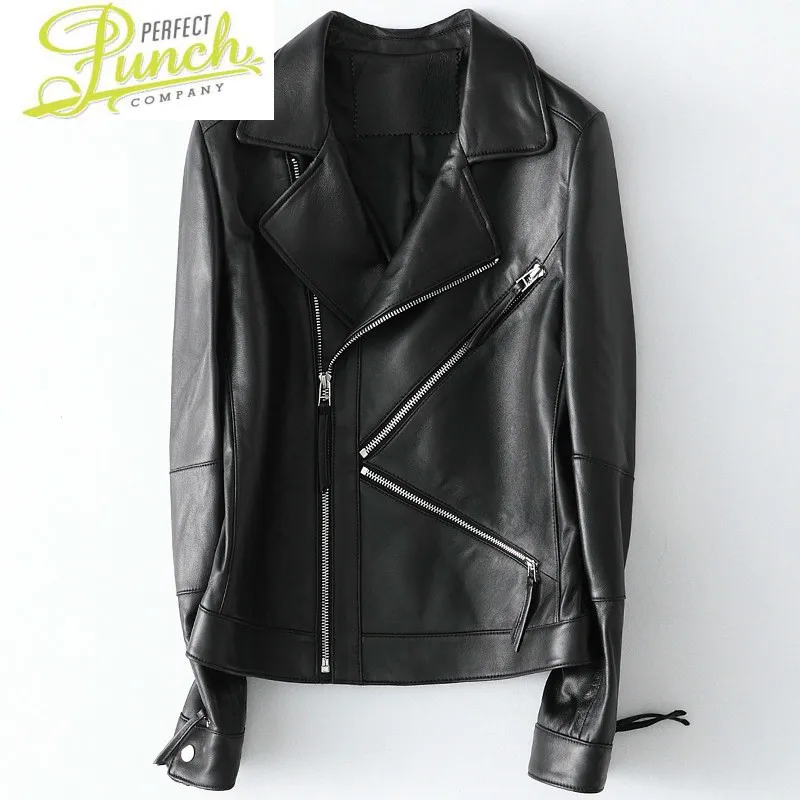 Real 2021 Jacket Motorcycle Women 100% Genuine Leather Sheepskin Coat Female Windbreaker Chaqueta Mujer HQ20-YFG107A