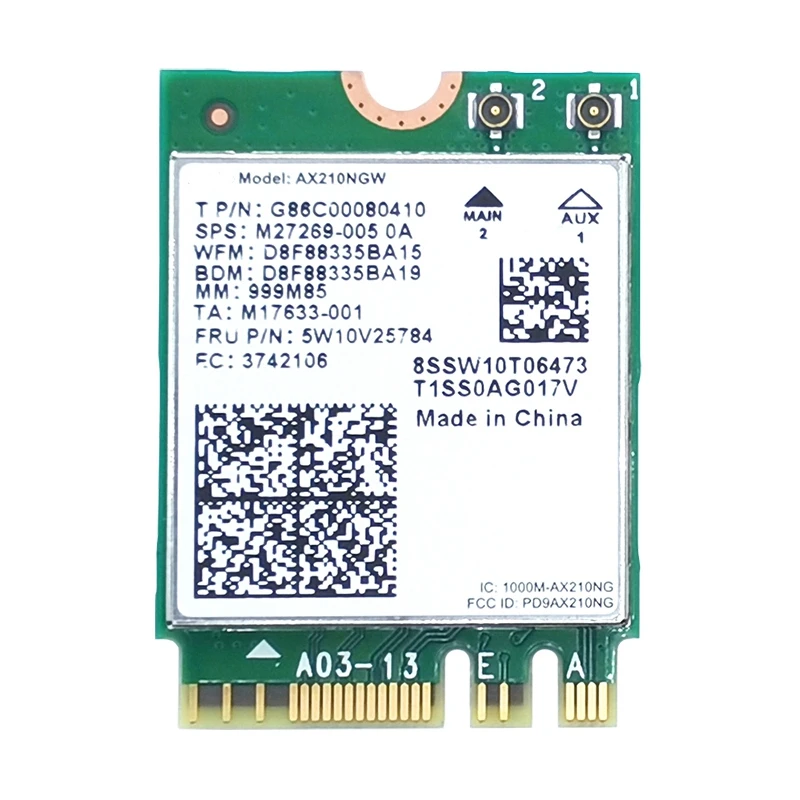 

Двухдиапазонная Wi-Fi 6E Ax210 M.2 Ngff беспроводная карта для Ax210Ngw 2,4 ГГц/802.11Ax Bluetooth 5,2 сетевая карта