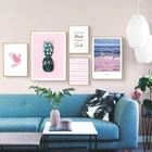 Современный и простой бумажный журавль и ананас комбинированный настенный плакат холст для спальни гостиной кафе картина