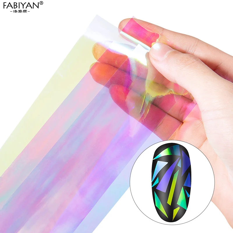 6 шт./компл. дизайн ногтей целлофан Красочные звездное небо наклейка сломанная