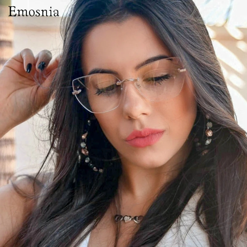 Модные очки кошачий глаз оправа для женщин ретро без оправы черные прозрачные