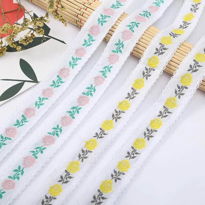 

Лента жаккардовая с вышивкой, 2,5 см, 10 ярдов