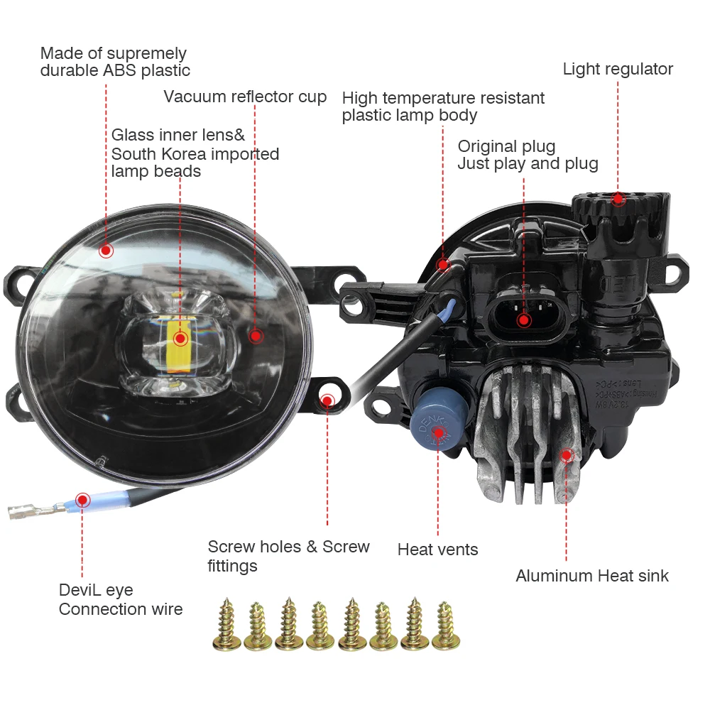 Cawanerl Автомобильный светодиодный противотуманный светильник объектив