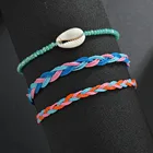 Mostyle 3 шт.компл. богемные пляжные браслеты в виде ракушки набор плетеный браслет ручной работы Регулируемый многослойный браслет женский подарок