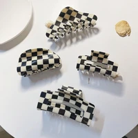 accmax large acetate hair claw clips checkered grid plaid mosaic clamps geometric shark clip big grab ins women accessories