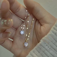 fashion shiny six claw zircon clavicle chain necklaces for women temperament simple necklaces gift