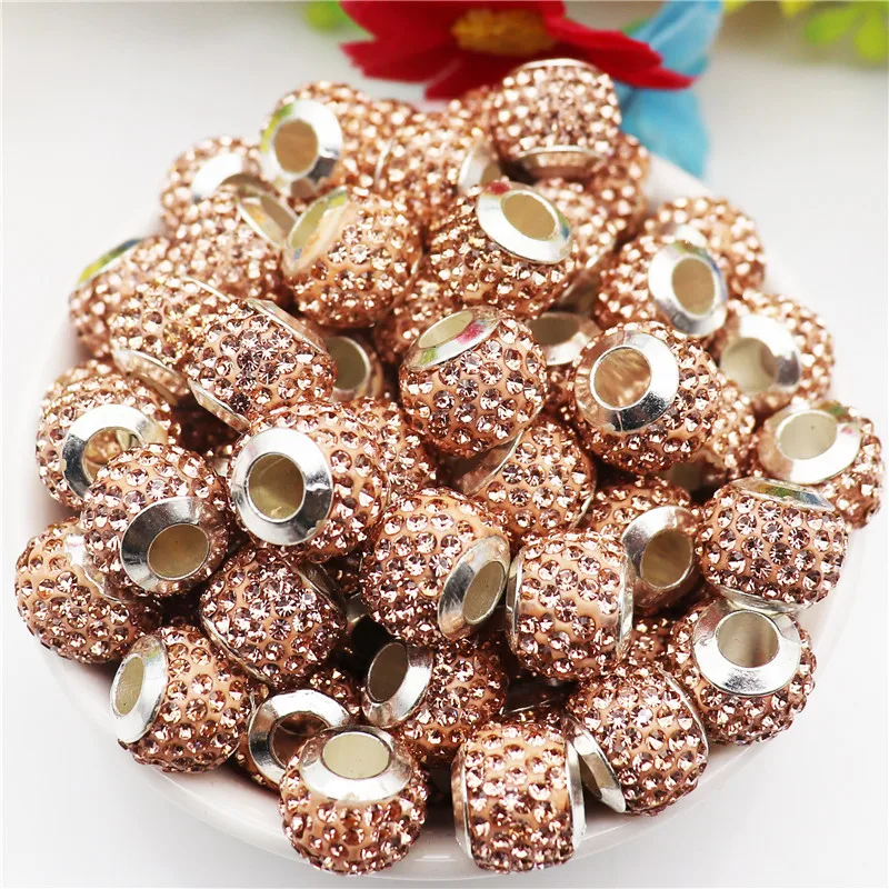 

20 Pcs Big Hole Crystal Beads Glass Rhinestone Spacer Charms Fit Pandora Bracelet Necklace DIY for Jewelry Making Women Girls
