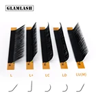 Ресницы для наращивания LL +LCLDLU(M)N, изгиб, 16 рядов, норковые, черные, 7-15 мм, ресницы для макияжа