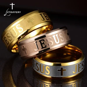 Letdiffery 8mm JESUS Rings for Christian High Quality Stainless Steel Charms Men Women Rings Birthda in Pakistan
