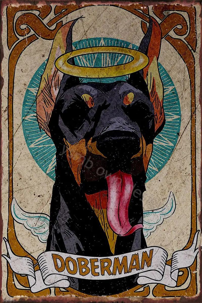 

Doberman Retro Vintage Metal Sign Tin Sign Tin Plates Wall Decor Room Decoration For Art Man Cave Cafe Pub Home Club