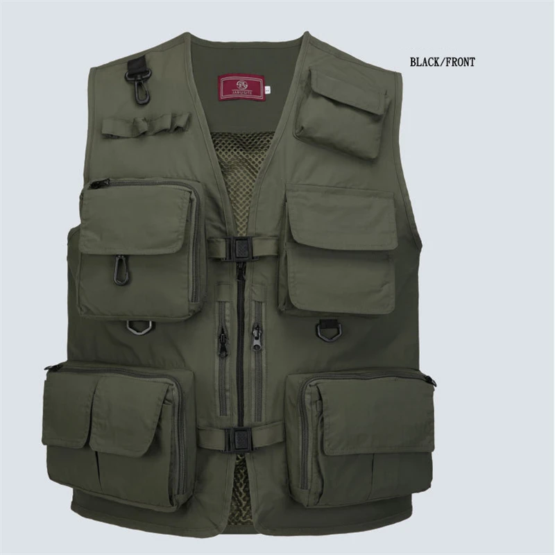 

men Multi Pocket Fishing Vests Quick Dry Breathable Outdoor Mesh Jackets Photography Hiking Vest Outdoor Sport Men Vest plus