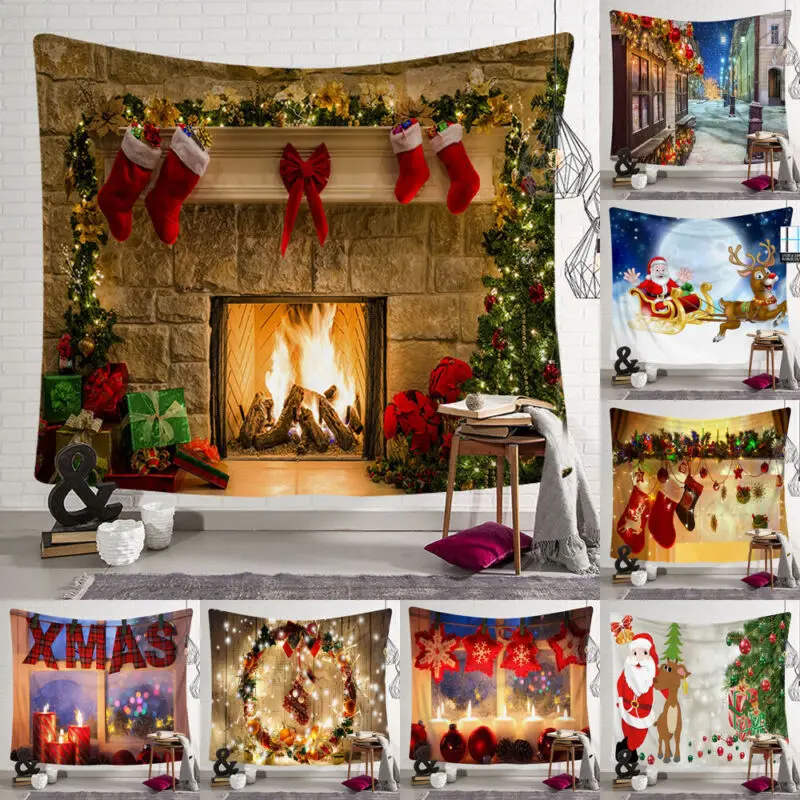 

Xmas Art Home Wall Hanging Tapestry Hippie Room Bedspread Wall Ornamentation Christmas Wall Decor Backdrop Throw Blanket Mat