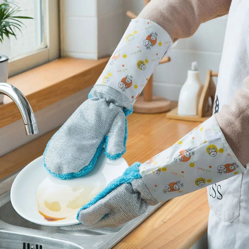 Пищевые полиэфирные перчатки для мытья посуды толстые прочные удобные