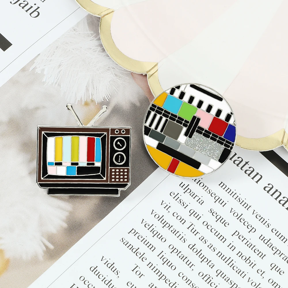 Креативные Броши унисекс в стиле старого ТВ s металлическая пряжка для цветного