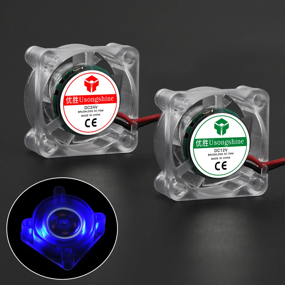 

Transparent Hydraulic Fan 4010/3010 12V/24V XH2.54-2P L300mm with LED Light High quiet Exhaust Fan 2-Pin Mini Cooling Fan