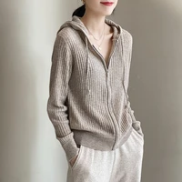 women knitted hooded jacket 2021 new casual loose zipper knitted cardigan autumn winter slim harajuku casual female sweater