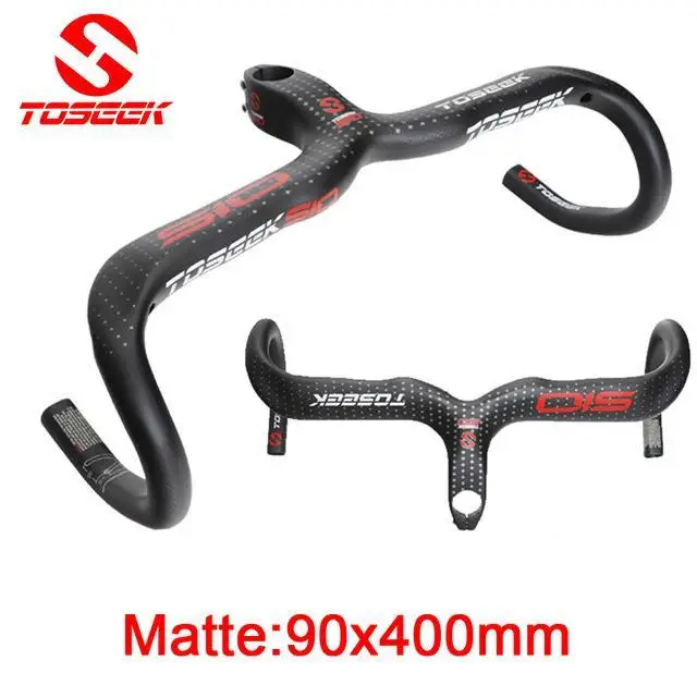 Toseek Vollcarbon Lenker Rennrad Bent Bar Manillar Integrado Del Manillar De La Bicicleta Brillante/mate Bike Teile - Цвет: Matte 90 x 400