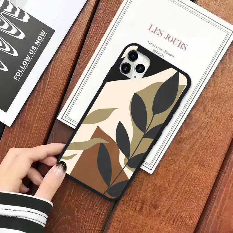 

Art Retro Abstract Geometry leaves Phone Case for iPhone 11 12 pro XS MAX 8 7 6 6S Plus X 5S SE 2020 XR