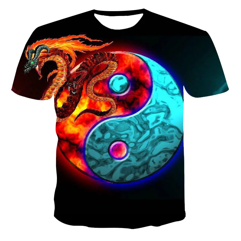 

Summer New 3D T-Shirt Men's Animal Tai Chi Series Loose And Breathable O-Neck Short Sleeve Large Size 110-6 XL ( Customizable )