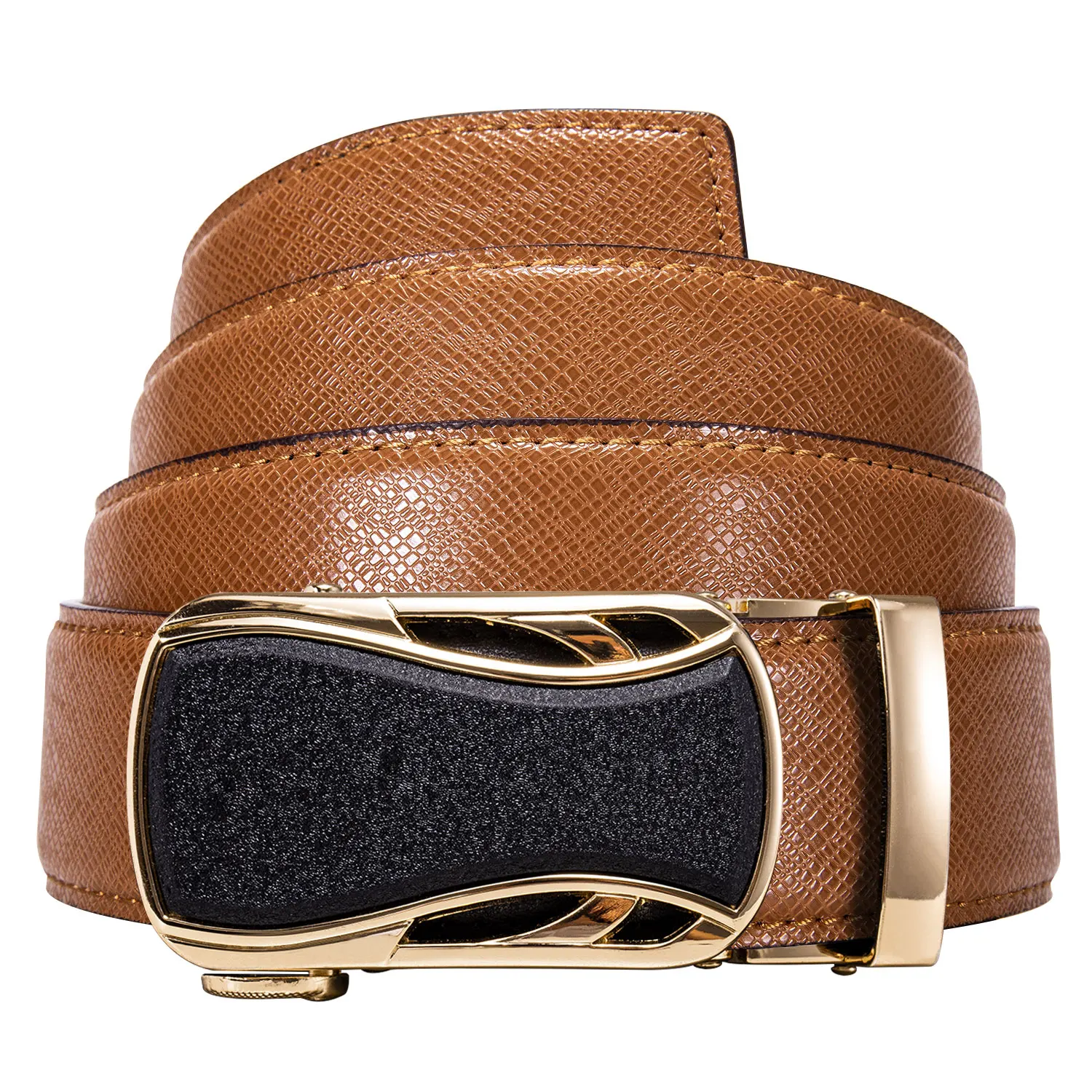 Модный мужской ремень из натуральной коричневой кожи роскошный золотой с