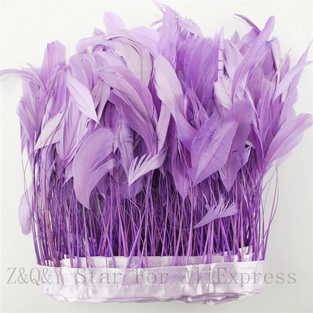 

2-10 yards of natural 15-20CM (6-5 inches) torn tail hair dyed light purple to make cloth edges DIY craft jewelry feather