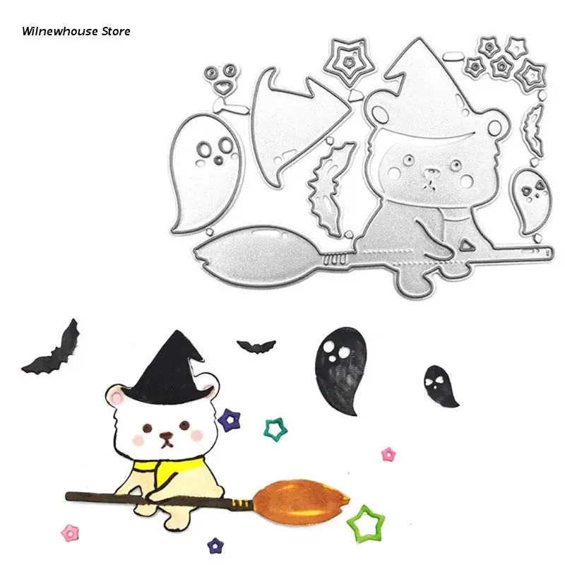 

F62A Halloween Bear Bat Ghost Metal Cutting Dies Stencil Scrapbooking DIY Album Stamp Paper Card Mold Embossing Decor