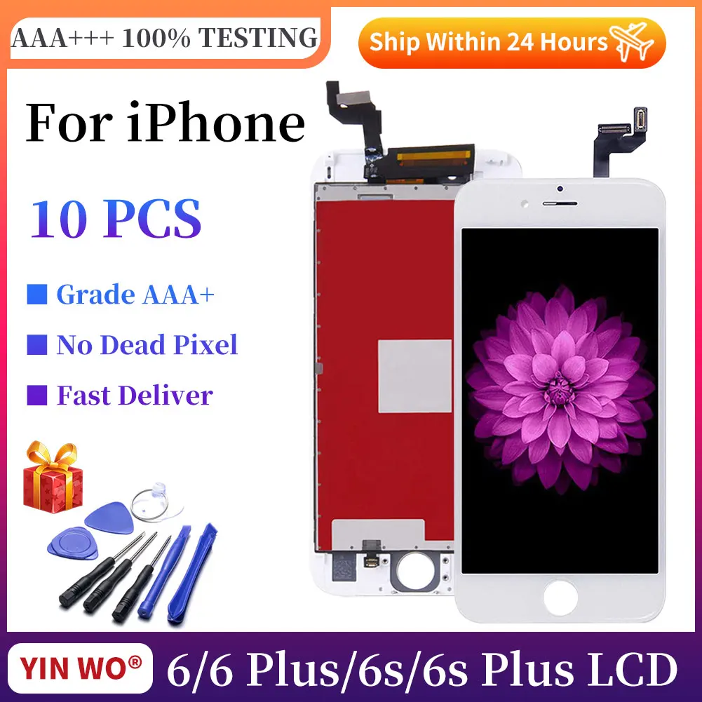 

10 шт./лот AAAA ++ для iPhone 6 Plus 6S Plus 6G 6 P 6SP ЖК-дисплей 3D сенсорный экран дигитайзер замена в сборе черный и белый