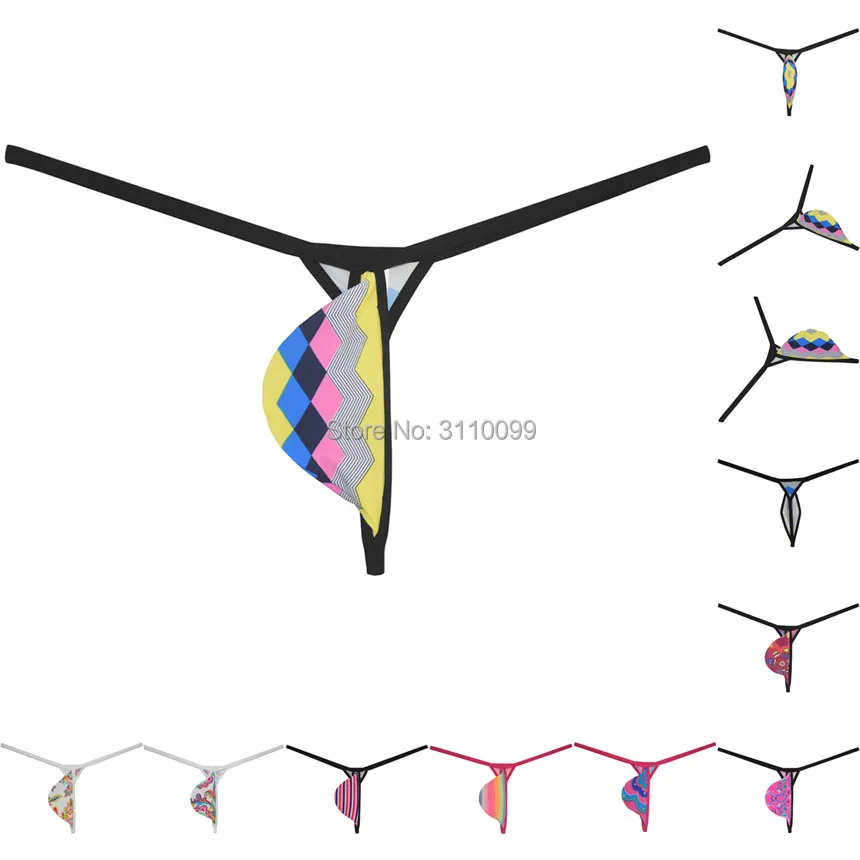 Strong elastic Men's Tear Drop G-String No constraint Tangas Underwear Flower Print String Bikini T-Back |