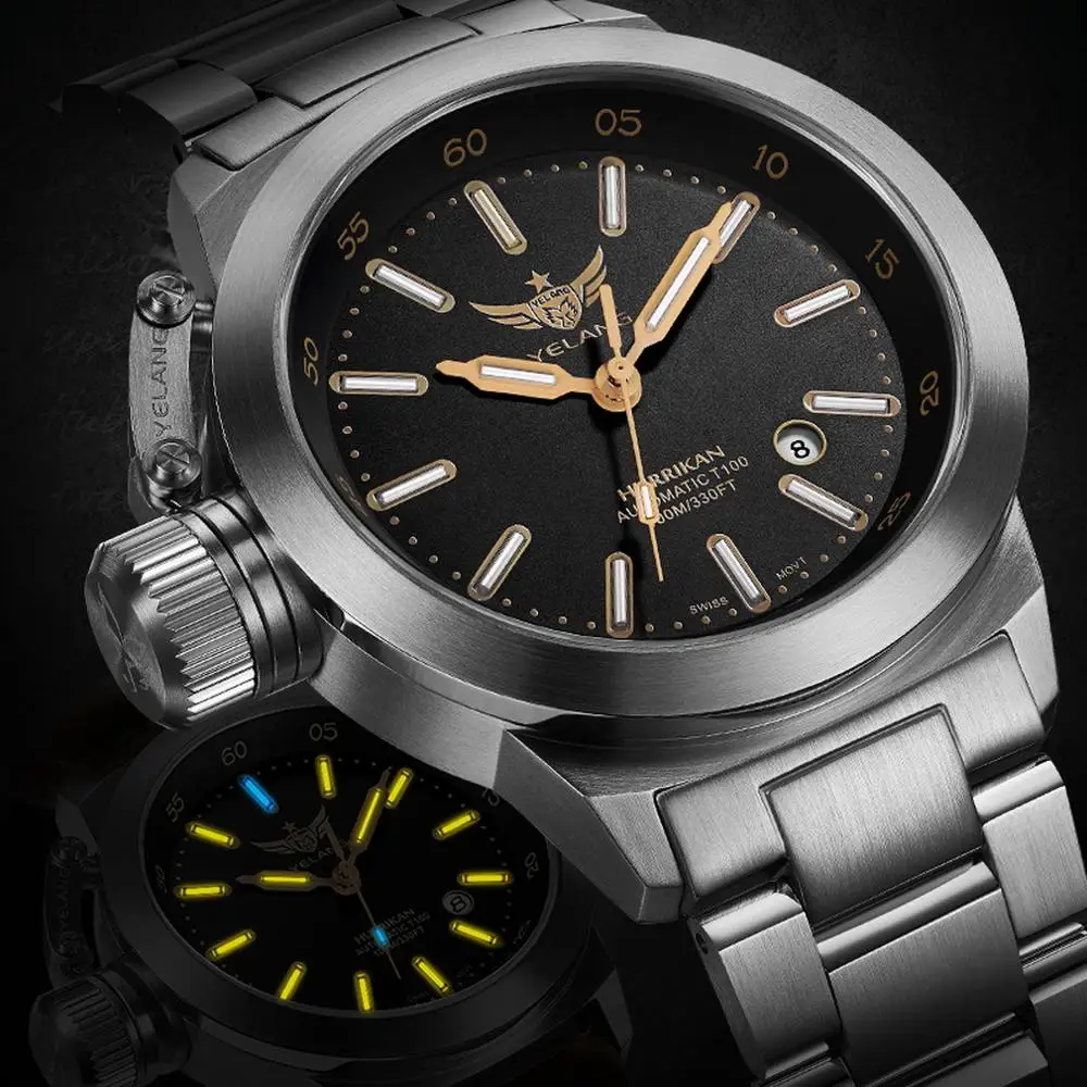 Часы с Тритием автоматические часы для мужчин Yelang мужские военные T100 светящиеся