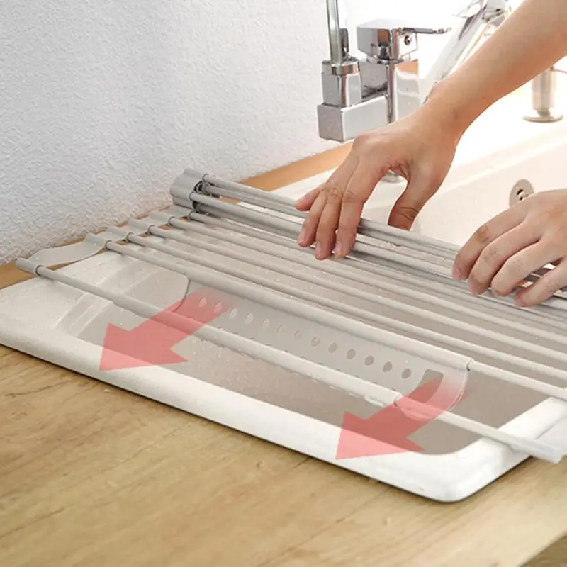 

Sink Drain Rack Folding Dishwashing Basin Kitchen Shelf Silica Gel Drainage Rack Kitchen Organizer and Storage Accessories