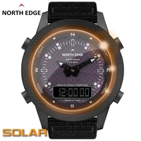 north edge men solar power digital watches compass outdoor fun sports world time waterproof 50m countdown stopwatch smart watch