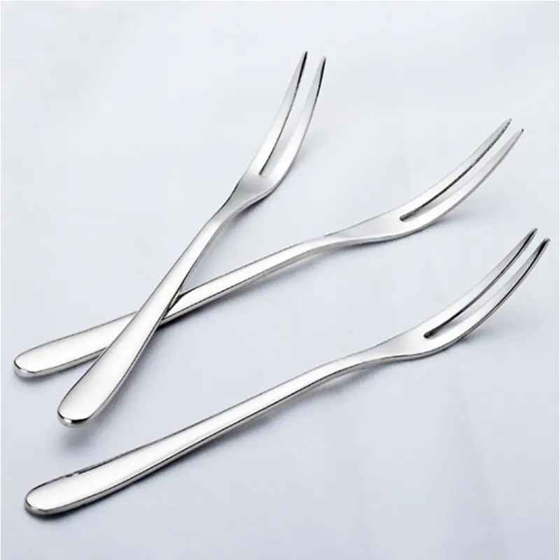 

New Fruit Fork Luxury Stainless Steel Cake Dessert Fork Mini Fork Salad Flatware Two-tine Table Cutlery Kitchen Tools