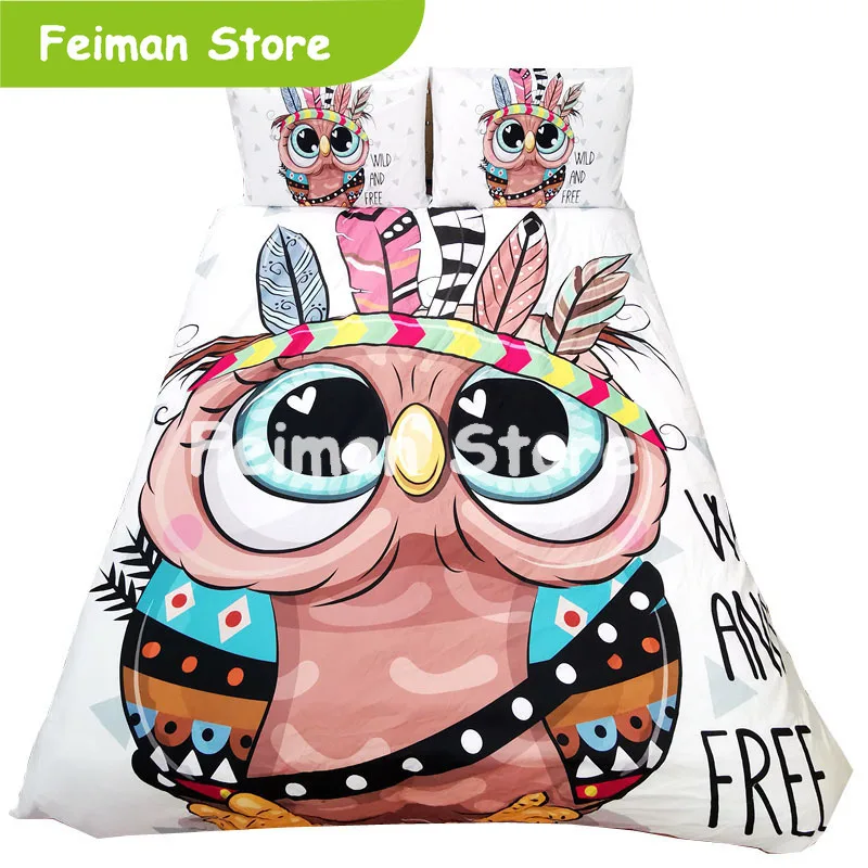 Индивидуальные розовые Сова 3d постельные принадлежности наборы одиночный 90