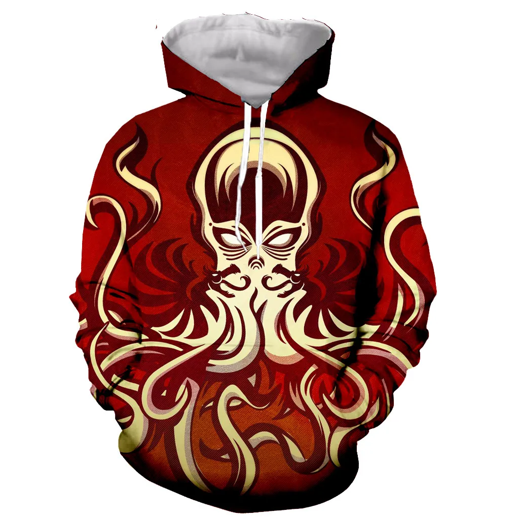 Cthulhu забавная Новая мода с длинным рукавом 3D печать
