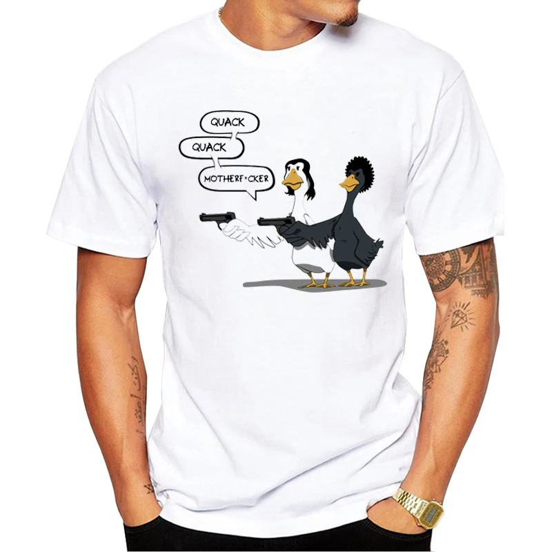 TEEHUB Heiße Verkäufe Mode Ente Fiction Männer T-Shirt Lustige Ente Mit Gun Printed T Kurzarm Casual T-shirts Hipster T – Detail 4