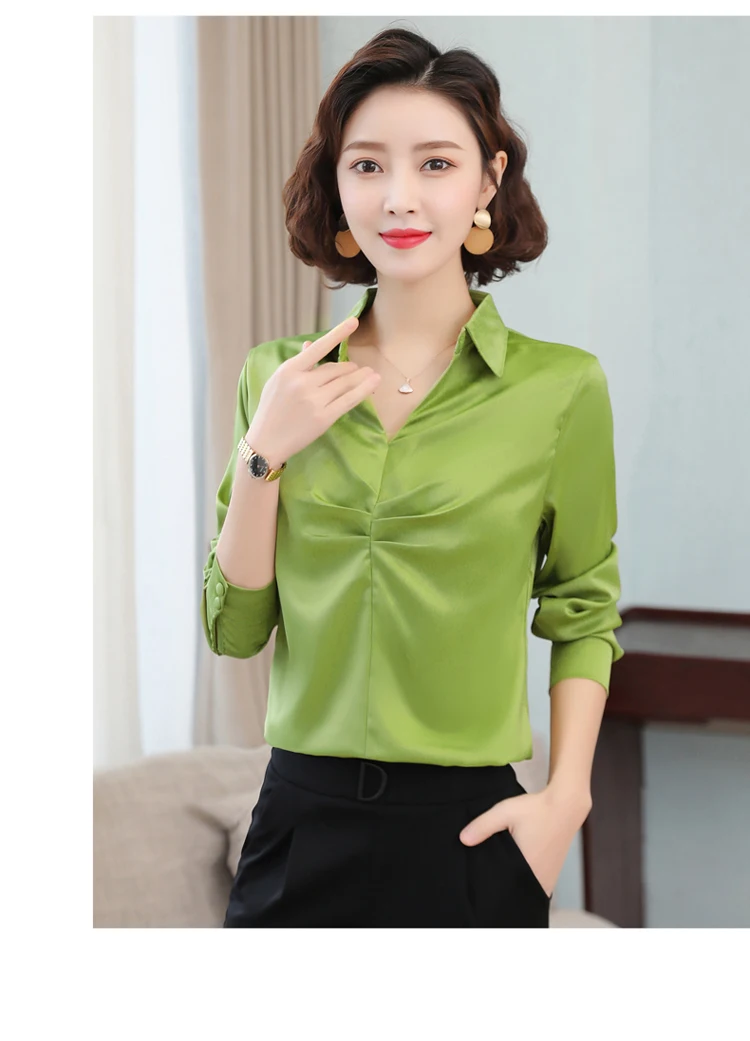 

Женская голубая рубашка, весна 2021, новый дизайн, нишевая ацетатная атласная рубашка, модный шифоновый топ с длинными рукавами