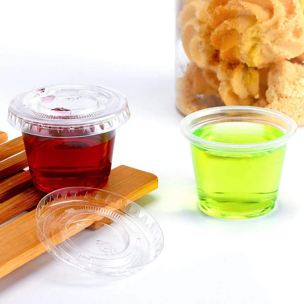 Одноразовые пластиковые чашки Jello Shot с крышками суфельная порция/соус для салата